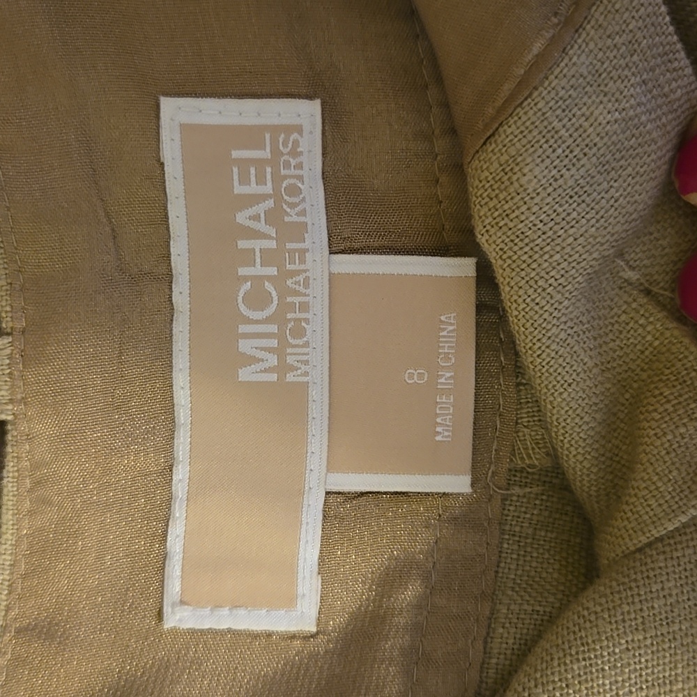 Michael Kors Beige Linen Crop/Capri Trouser Style Pants - Picture 4 of 10